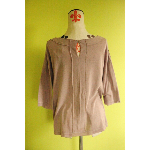 H BY BORDEAUX XL Soft Loose Sweater Top 3/4 Slv Boat Neck Brown - Picture 8 of 10